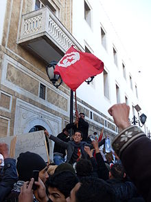 Un'immagine delle proteste in Tunisia